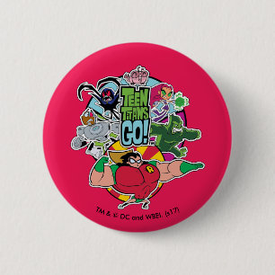 Teen Titans Go!   Team Group Graphic 2 Inch Round Button