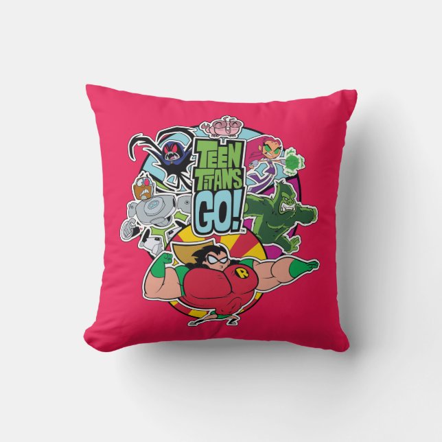 Teen Titans Go! | Team Group Graphic Throw Pillow (Front)