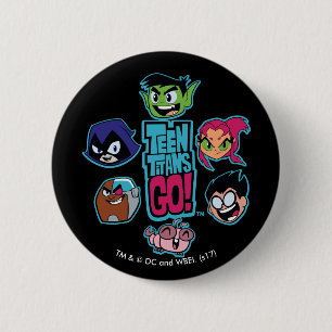 Teen Titans Go!   Titans Head Pattern 2 Inch Round Button