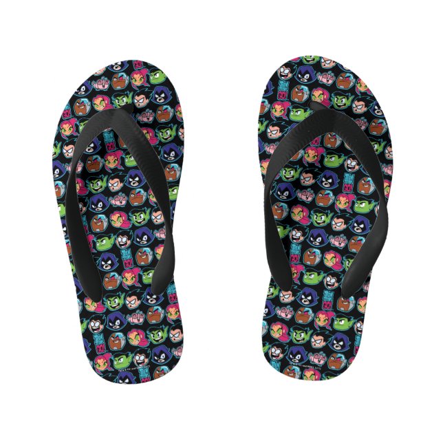 Teen Titans Go! | Titans Head Pattern Kid's Flip Flops (Footbed)
