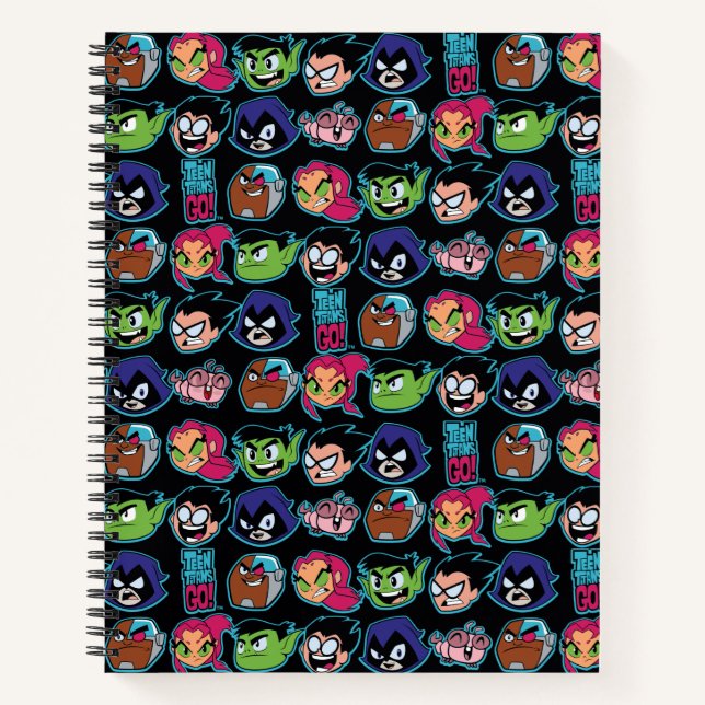Teen Titans Go! | Titans Head Pattern Notebook (Front)