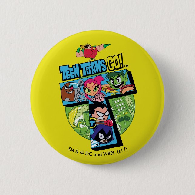Teen Titans Go! | Titans Tower Collage 2 Inch Round Button (Front)