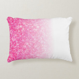 Teen Tween Girls Sparkly Pink Glitter Ombre Accent Pillow