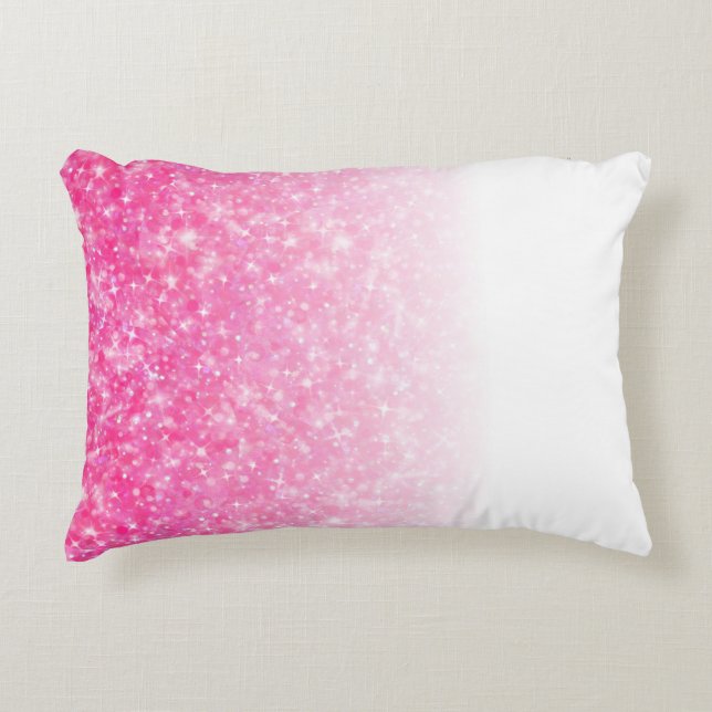 Teen Tween Girls Sparkly Pink Glitter Ombre Accent Pillow (Front)