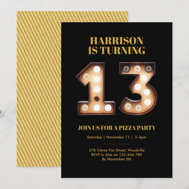 Teenage 13th birthday invitation (Front/Back)