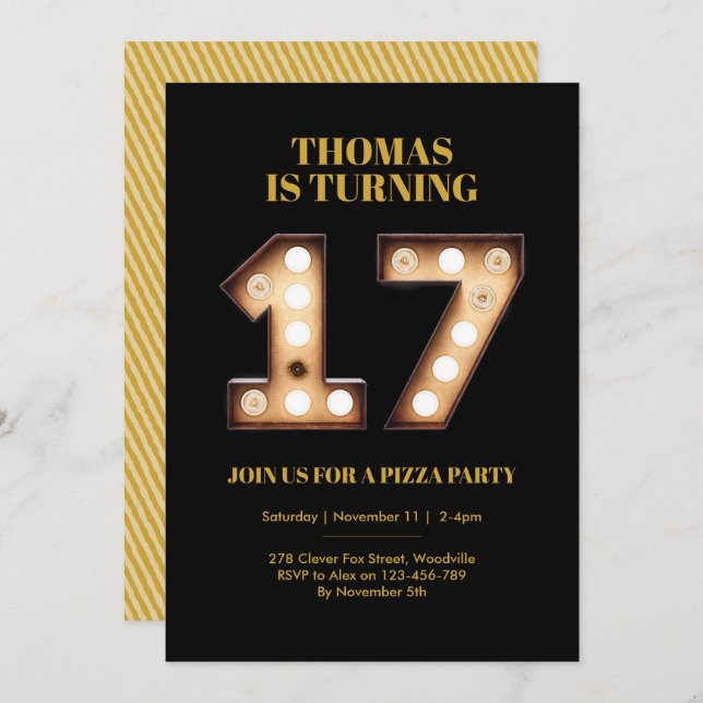Teenage 17th birthday invitation (Front/Back)