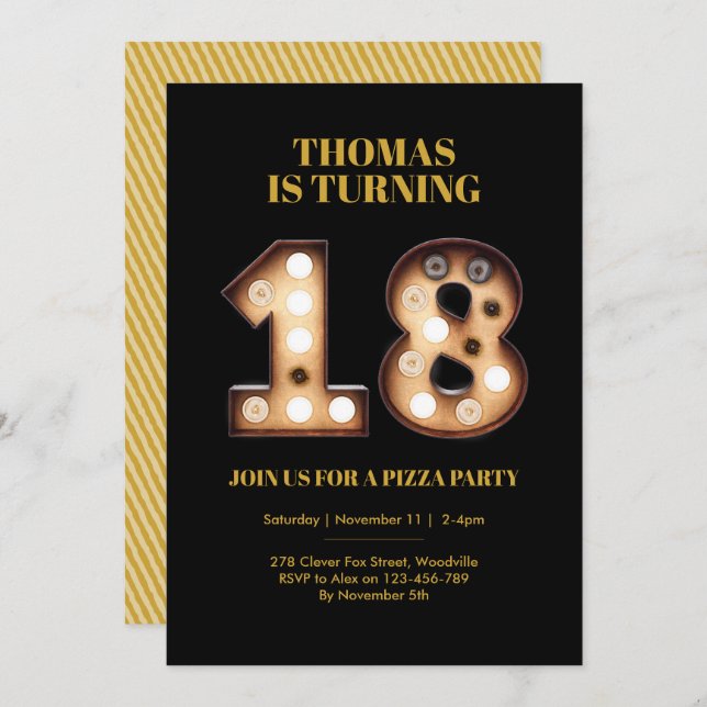 Teenage 18th birthday invitation (Front/Back)