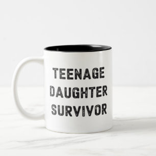 Teenage Daughter Survivor Funny Father's Day Humou Two-Tone Coffee Mug