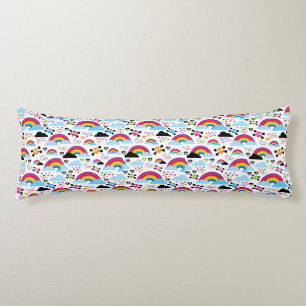 Teenage emo rainbow skull background body pillow