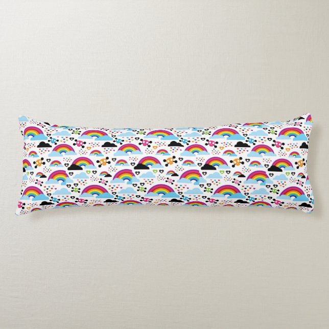 Teenage emo rainbow skull background body pillow (Front)