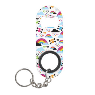 Teenage emo rainbow skull background mini bottle opener