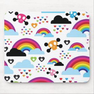 Teenage emo rainbow skull background mouse pad