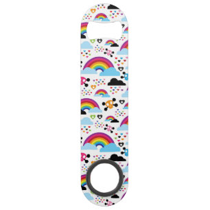 Teenage emo rainbow skull background speed bottle opener