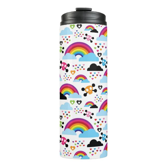 Teenage emo rainbow skull background thermal tumbler (Front)