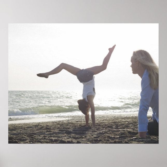 Teenage girl performs gymnastic feat, mom poster (Front)
