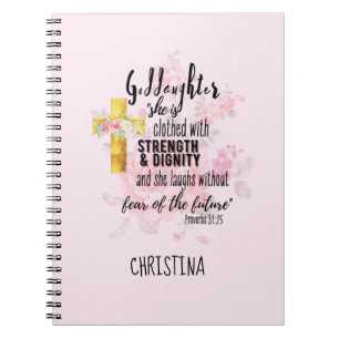 Teenage Goddaughter Gift Personalized Proverb Notebook