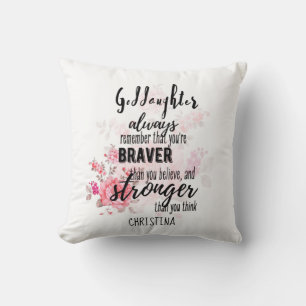 Teenage GODDAUGHTER Motivational Quote Floral Throw Pillow