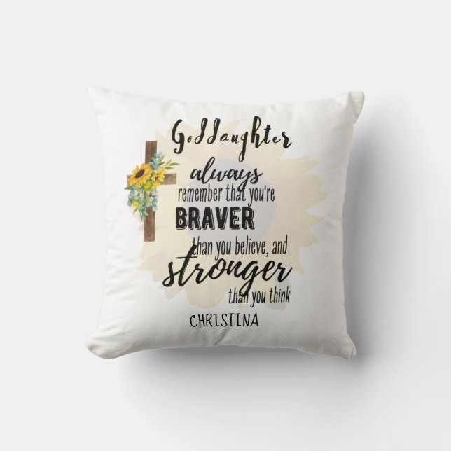 Teenage GODDAUGHTER Motivational Quote Sunflowers Throw Pillow (Front)