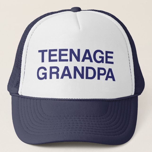 TEENAGE GRANDPA fun slogan trucker hat in blue (Front)