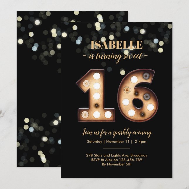 Teenage Sweet 16th birthday invitation (Front/Back)