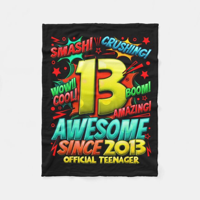 Teenager 13 Year Old Boys 13th Birthday Boy  Fleece Blanket (Front)