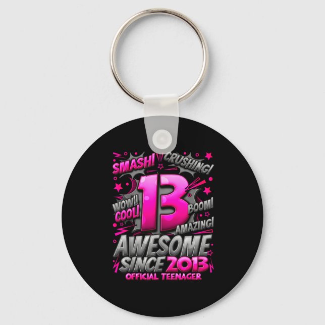 Teenager 13 Year Old Boys 13th Birthday Boy  Keychain (Front)