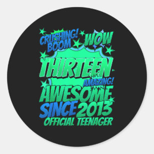 Teenager 13 Year Old For Boys 13 Year Old Boy  Classic Round Sticker