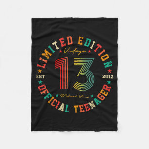 Teenager 13 Year Old Vintage 13th Birthday Fleece Blanket