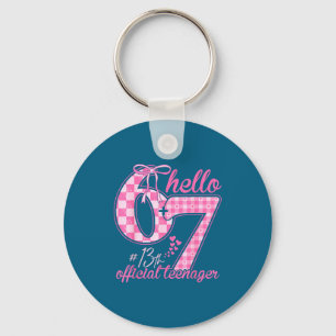 Teenager 13th birthday six seven pink coquette bow keychain