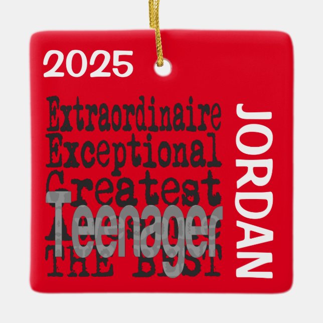 Teenager Extraordinaire CUSTOM Ceramic Ornament (Front)