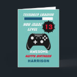 Teenager Loading Funny Gamer Personalized Birthday Card<br><div class="desc">Just the thing for all those boys and girls turning thirteen "Teenager Loading you Made Leve 13" design with the image of a controller is easy to customize with a name,  age and message,  for that extra special touch at no extra cost.</div>
