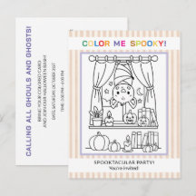 Teens & Adults Bat Halloween Colouring Invitation
