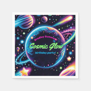 Teens Cosmic Glow Space Themed Birthday Party Napkin