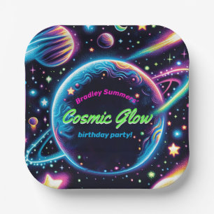 Teens Cosmic Glow Space Themed Birthday Party Paper Plate