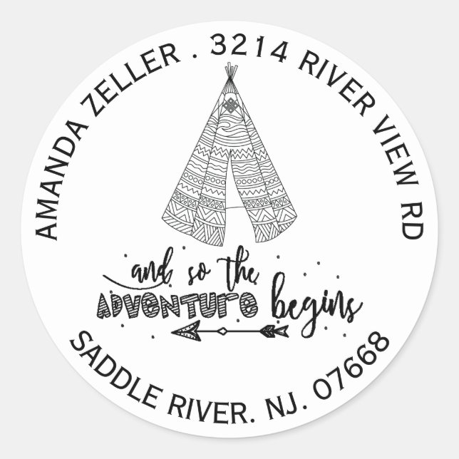Teepee Adventure Baby Shower Return Address Label (Front)