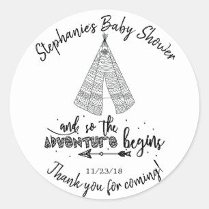 Teepee Adventure Boys Baby Shower Favour Sticker