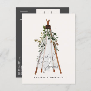 Teepee modern foliage bohemian backyard stylish invitation postcard