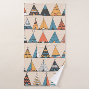 Teepee pattern. Wigwam native american summer tent Bath Towel