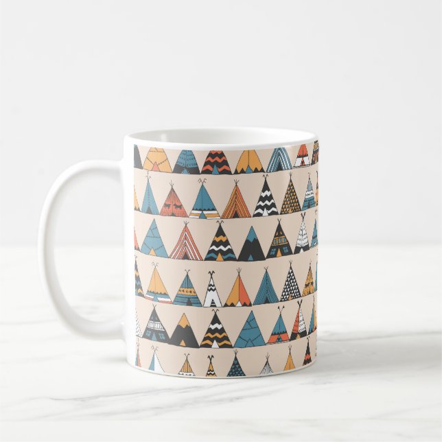 Teepee pattern. Wigwam native american summer tent Coffee Mug (Left)