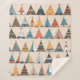 Teepee pattern. Wigwam native american summer tent Sherpa Blanket