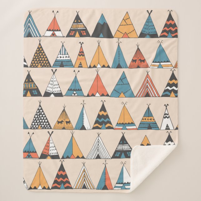 Teepee pattern. Wigwam native american summer tent Sherpa Blanket (Front)
