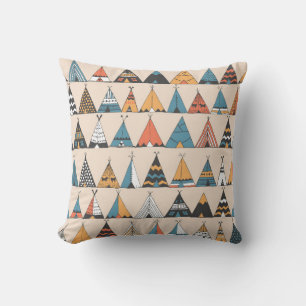 Teepee pattern. Wigwam native american summer tent Throw Pillow