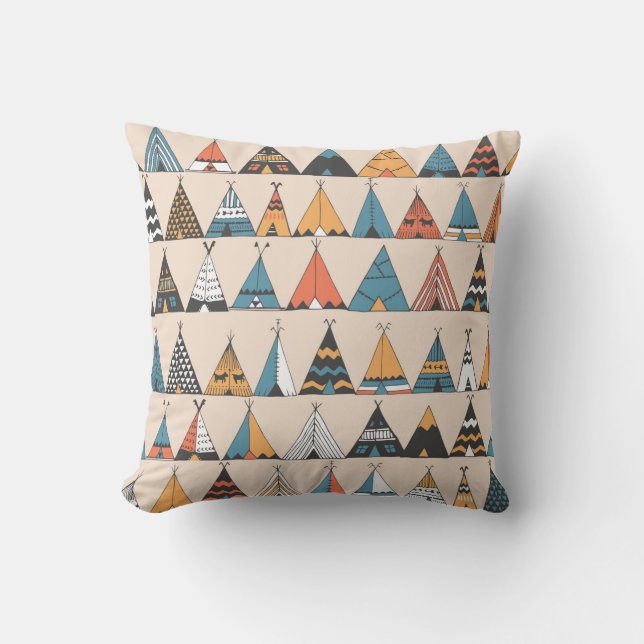 Teepee pattern. Wigwam native american summer tent Throw Pillow (Front)