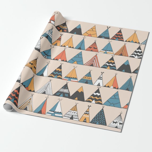 Teepee pattern. Wigwam native american summer tent Wrapping Paper (Unrolled)