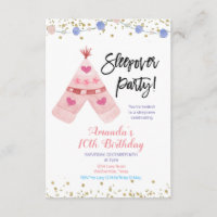 Teepee sleepover party invitation
