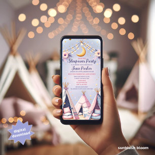 Teepee Sleepover Slumber Party Digital Invitation