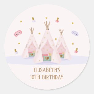Teepee Spa Birthday Party Classic Round Sticker