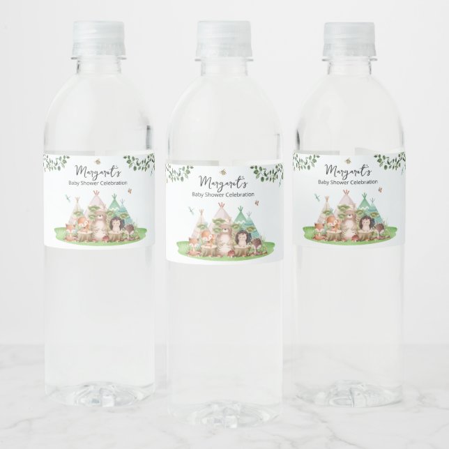 Teepees and Tiny Toes Water Bottle Lables Water Bottle Label (Bottles)