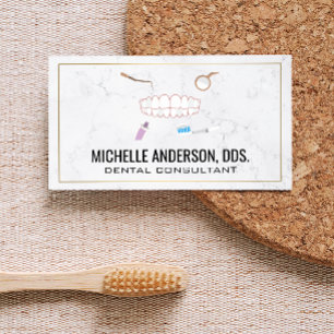 Teeth and Dental Tools   Marble Business Card