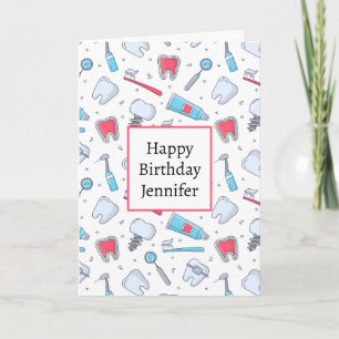 Teeth and Tools Dental Pattern Birthday Card